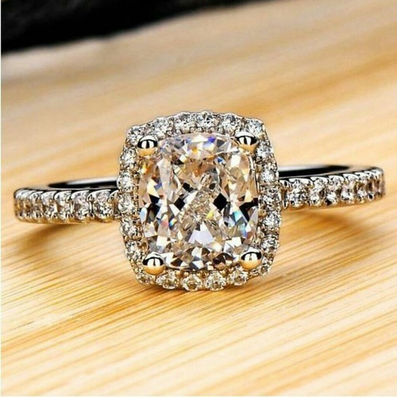 Jewelry - 3ct vvs1 certified diamond ring cushion pave bride